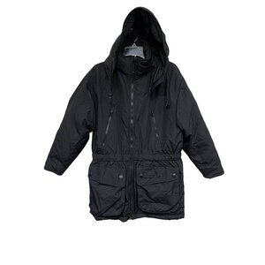 Eddie Bauer Women's Down filled Black Parka Puffer Coat Jacket Size Small